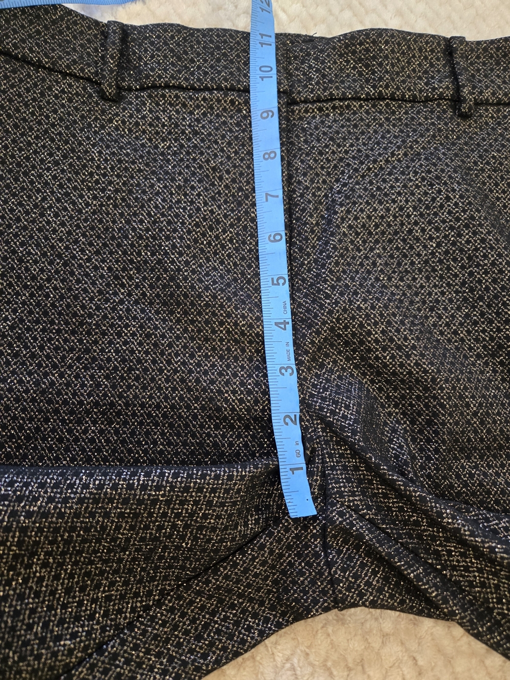 LOFT Riviera Slim Black & Gold Metallic Stretch Dress Pants Size 12 - Picture 6 of 11
